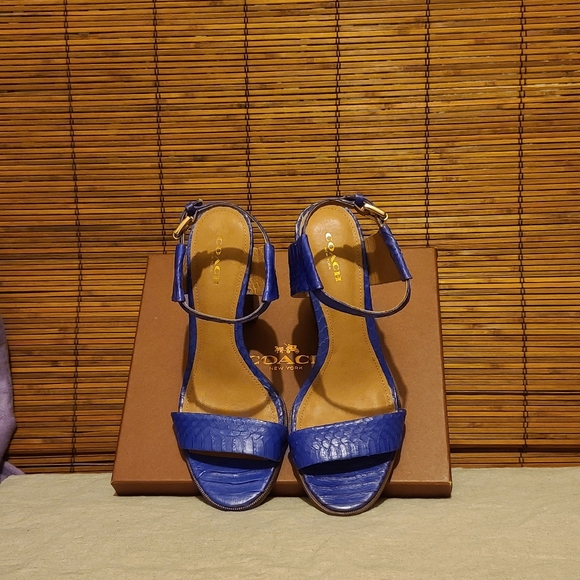 Coach Lexey Snake, Deep Marine, Block Heel Sandals - Picture 3 of 10